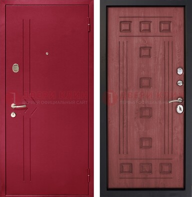 Красная железная дверь с порошковым напылением ДП-242 в Электростали