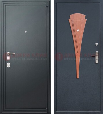Черная железная дверь с порошковым покрытием и накладкой МДФ внутри ДП-245 в Электростали