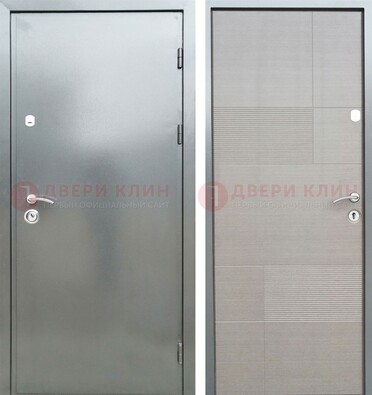Металлическая серая дверь с порошковым покрытием и серым МДФ внутри ДП-250 в Электростали