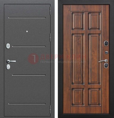 Стальная дверь с порошковым покрытием Антик серебро и филенчатой МДФ ДП-267 в Электростали