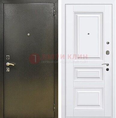 Железная темно-серая дверь с порошковым напылением и белой МДФ ДП-274 в Электростали