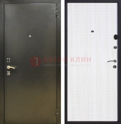 Стальная темно-серая дверь с порошковой отделкой и МДФ Белый ясень ДП-279 в Электростали