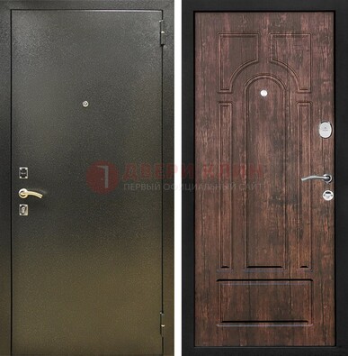Темно-серая металлическая дверь с порошковым покрытием и МДФ коричневая ДП-292 в Электростали