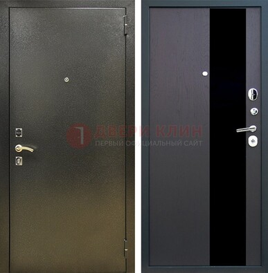 Входная темная дверь с порошковым покрытием и МДФ со стеклом ДП-294 в Электростали