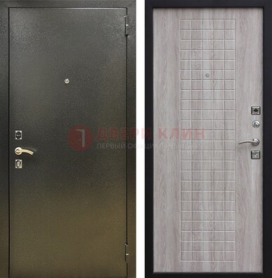 Железная темная дверь с порошковым покрытием и филенчатой МДФ ДП-297 в Электростали