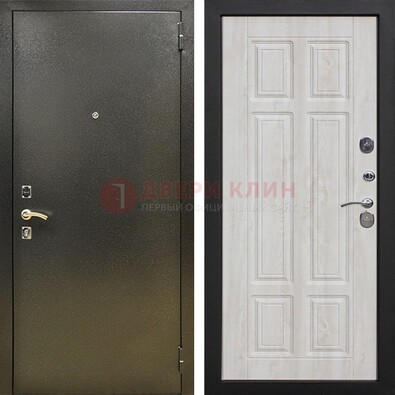 Входная темно-серая дверь с порошковым напылением и МДФ с филенкой ДП-302 в Электростали