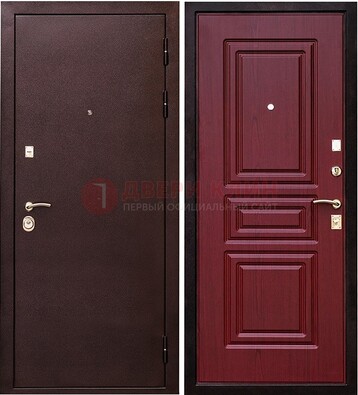 Бордовая входная дверь с порошковым окрасом ДП-36 в Электростали