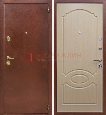 Коричневая металлическая дверь с порошковым окрасом ДП-76 в Электростали