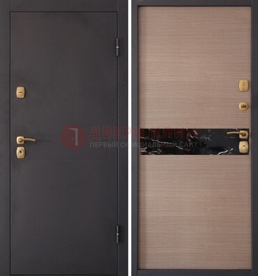 Коричневая металлическая дверь с порошковым окрасом ДП-82 в Электростали