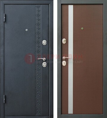 Черная стальная дверь с порошковым напылением ДП-9 в Электростали