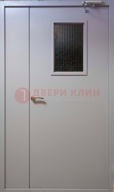 Белая железная подъездная дверь ДПД-4 в Электростали