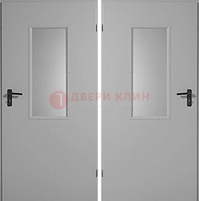 Белая металлическая противопожарная дверь с декоративной вставкой ДПП-7 в Электростали