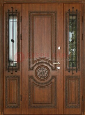 Парадная распашная стальная дверь Винорит со стеклом ДПР-106 в Электростали