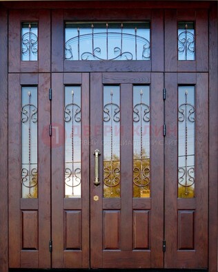 Парадная дверь с прямоугольными стеклянными вставками ДПР-5 для частного дома в Электростали