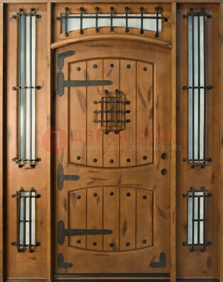 Железная парадная дверь с металлическими вставками ДПР-68 в коттедж в Электростали