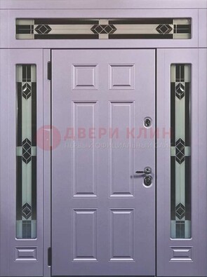 Филенчатая железная парадная дверь с фрамугами ДПР-82 в Истре