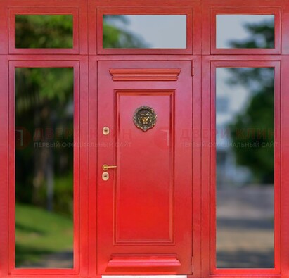 Красная парадная дверь для частного дома ДПР-88 в Электростали
