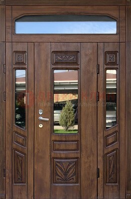 Парадная стальная дверь Винорит со стеклом и резьбой ДПР-97 в Электростали