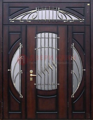 Парадная дверь со стеклянными вставками и ковкой ДПР-9 для улицы в Балашихе