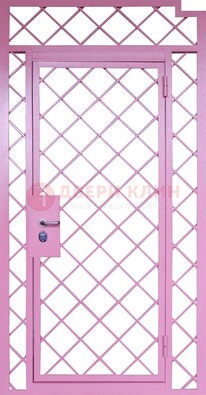 Розовая металлическая решетчатая дверь ДР-15 в Электростали