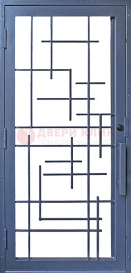 Современная железная решетчатая дверь синяя ДР-31 в Электростали