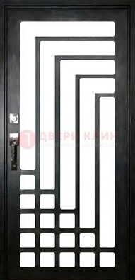 Черная стальная решетчатая дверь в современном стиле ДР-43 в Электростали
