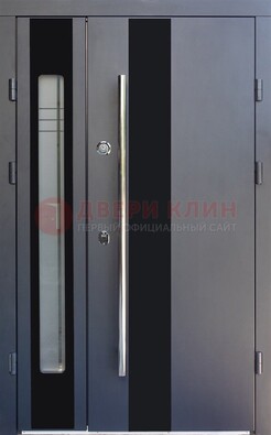 Серая стальная дверь со стеклом ДС-11 в Электростали