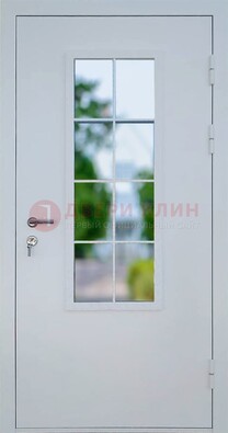 Белая железная дверь порошок со стеклом ДС-31 в Электростали