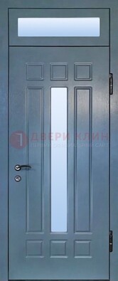 Серая металлическая дверь со стеклом ДС-70 в Электростали