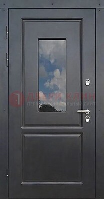 Чёрная металлическая дверь со стеклом ДС-77 в Электростали