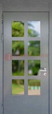 Серая металлическая дверь со стеклом ДС-78 в Электростали