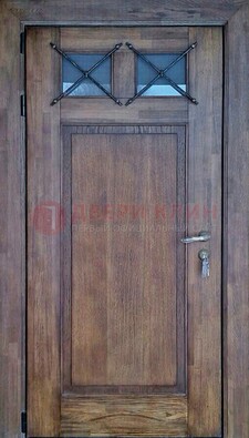 Металлическая дверь с Виноритом со стеклом и ковкой под старину ДСК-209 в Электростали