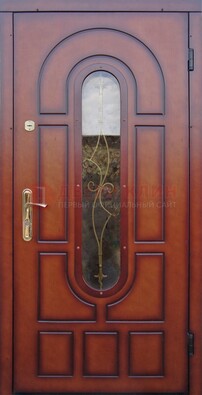 Яркая металлическая дверь Винорит со стеклом и ковкой ДСК-268 в Электростали
