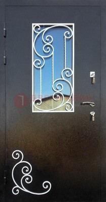 Входная дверь Порошок со стеклом и ковкой ДСК-278 в Талдоме