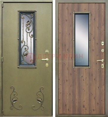 Офисная железная дверь со стеклом и ковкой ДСК-44 в Электростали