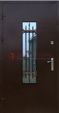 Надежная металлическая дверь со стеклом и ковкой ДСК-47 в Воронеже