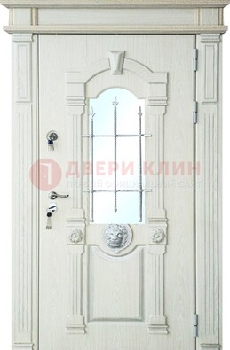 Герметичная входная дверь со стеклом и ковкой с украшением ДСК-64 в Электростали