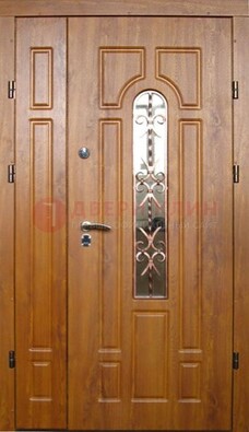 Стальная дверь со стеклом и цветной ковкой ДСК-78 для панельного дома в Электростали