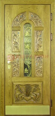 Металлическая дверь со стеклом и ковкой ДСК-90 в гостиницу в Краснодаре