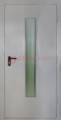 Белая металлическая техническая дверь со стеклянной вставкой ДТ-2 в Электростали