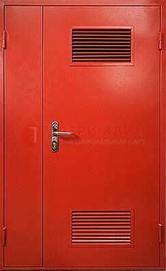 Красная железная техническая дверь с вентиляционными решетками ДТ-4 в Электростали