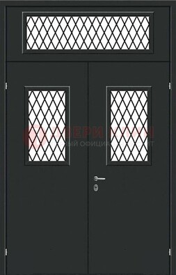 Черная железная тамбурная дверь с декоративными вставками ДТМ-16 в Электростали
