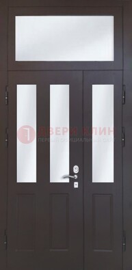 Черная тамбурная дверь со стеклянными вставками ДТМ-38 в Электростали