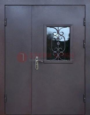 Тамбурная дверь Порошок со стеклом и ковкой ДТМ-48 в Электростали