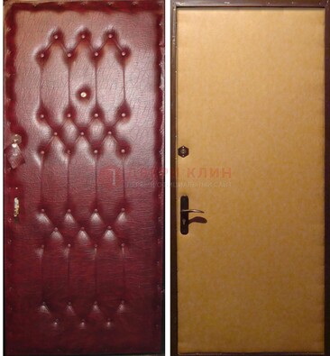 Бордовая металлическая дверь с винилискожей ДВ-1 в Электростали