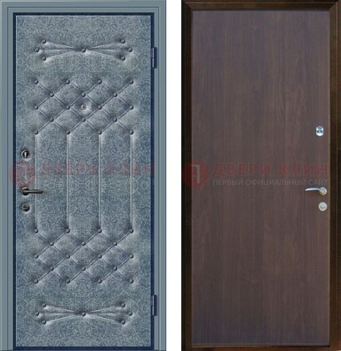 Серая металлическая дверь с винилискожей ДВ-35 в Электростали