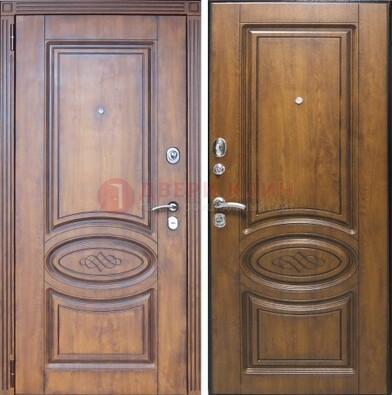 Коричневая металлическая дверь с виноритом ДВТ-10 в Электростали
