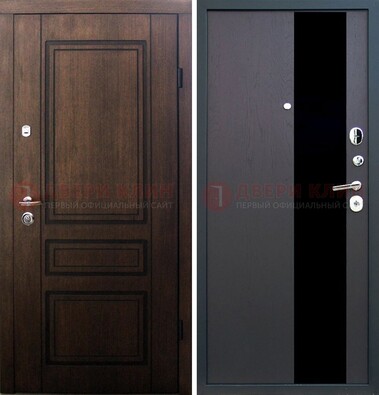 Входная дверь Итальянский орех с МДФ с черным стеклом ДМ-1199 в Электростали