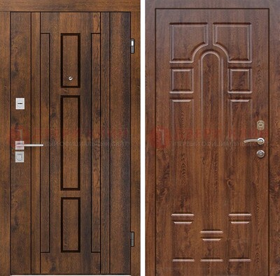 Стальная коричневая дверь с МДФ и коричневой МДФ внутри ДМ-1388 в Электростали