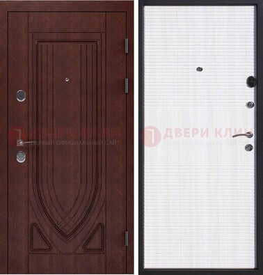 Уличная темная филенчатая дверь с виноритом и МДФ Белый ясень ДВТ-141 в Электростали